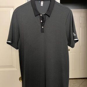 Adidas Dark Gray Polo Shirt with Textured Stripes